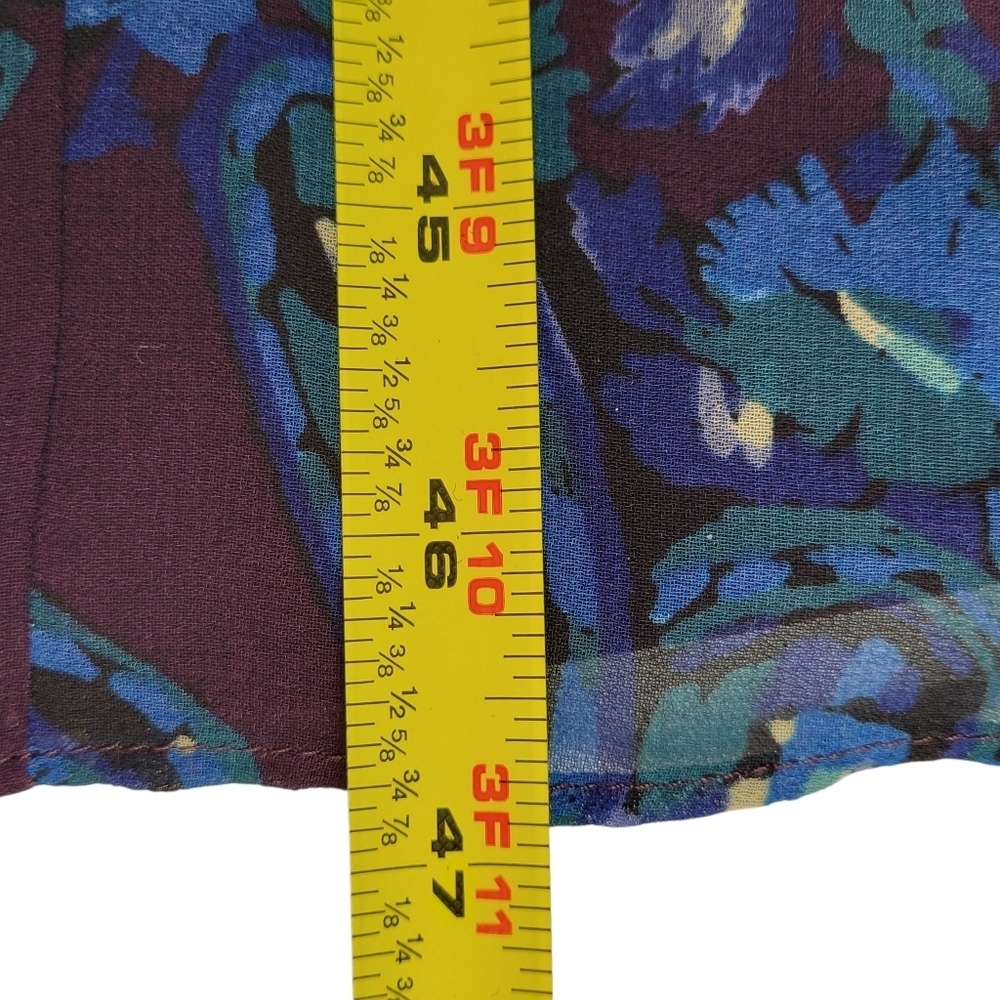 CAbi Treasure Midi Dress Size 8 Purple Blue Paisley Chiffon Sleeveless - Picture 9 of 11